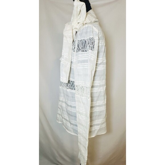 CHELSEA‎ AND WALKER Bow Blouse Ivory Silk Lace Long Sleeve Blouse Women's 6 - Picture 4 of 16